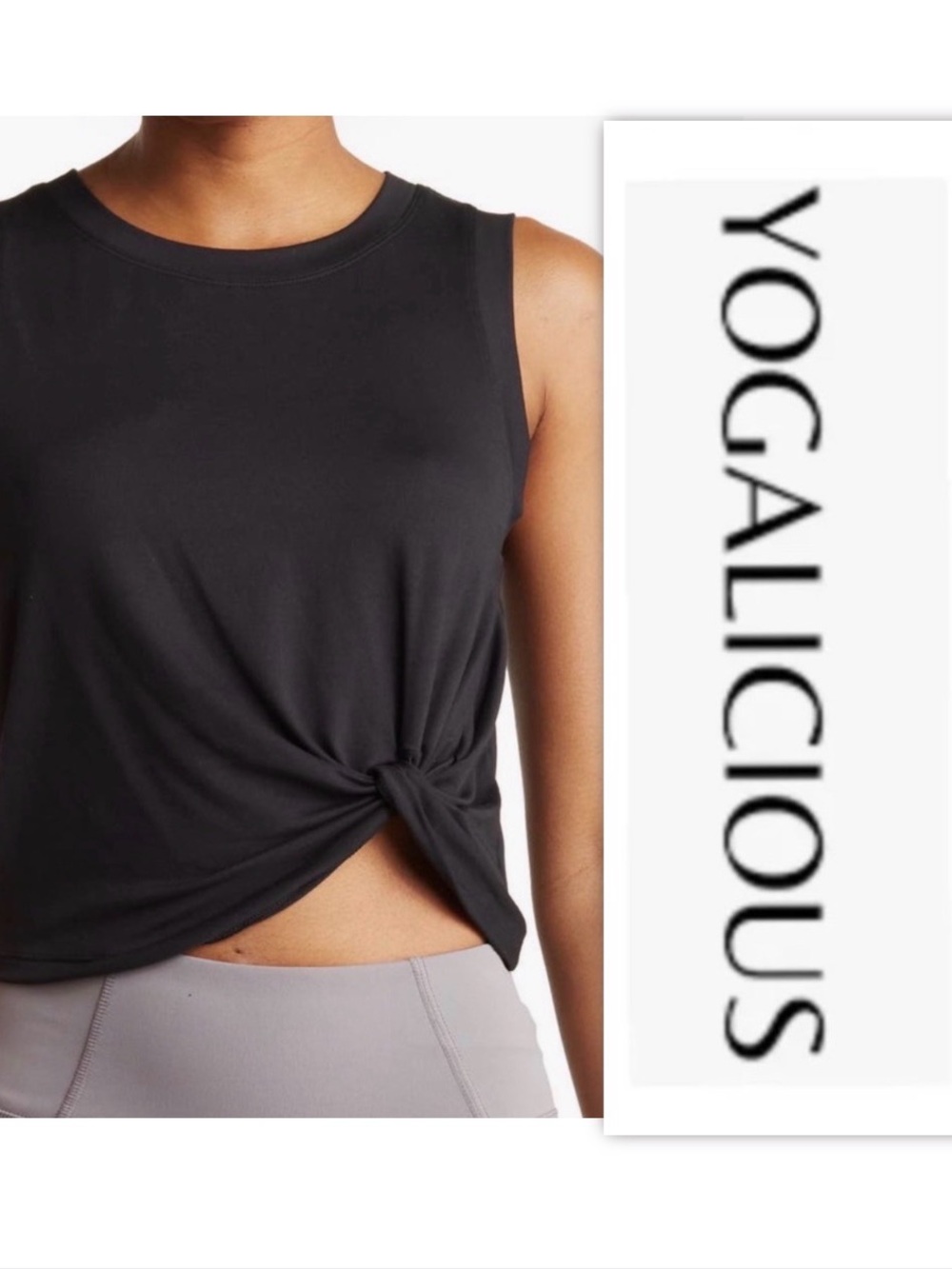 Yogalicious Black Knot Front Tank Top
